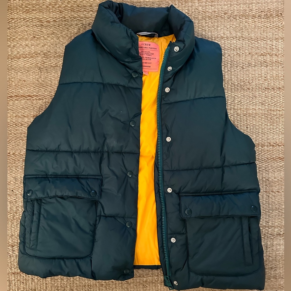 J Crew Green Puffer Vest M